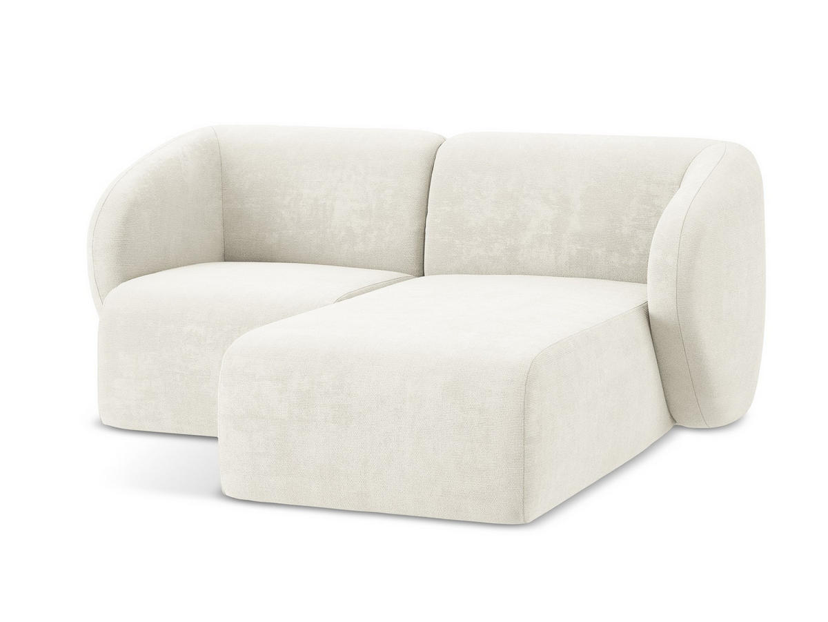 ECKSOFA Rechts Chenille Stoff Weiß - Schwarz/Weiß, Holzwerkstoff/Kunststoff (178/166cm) - Makamii
