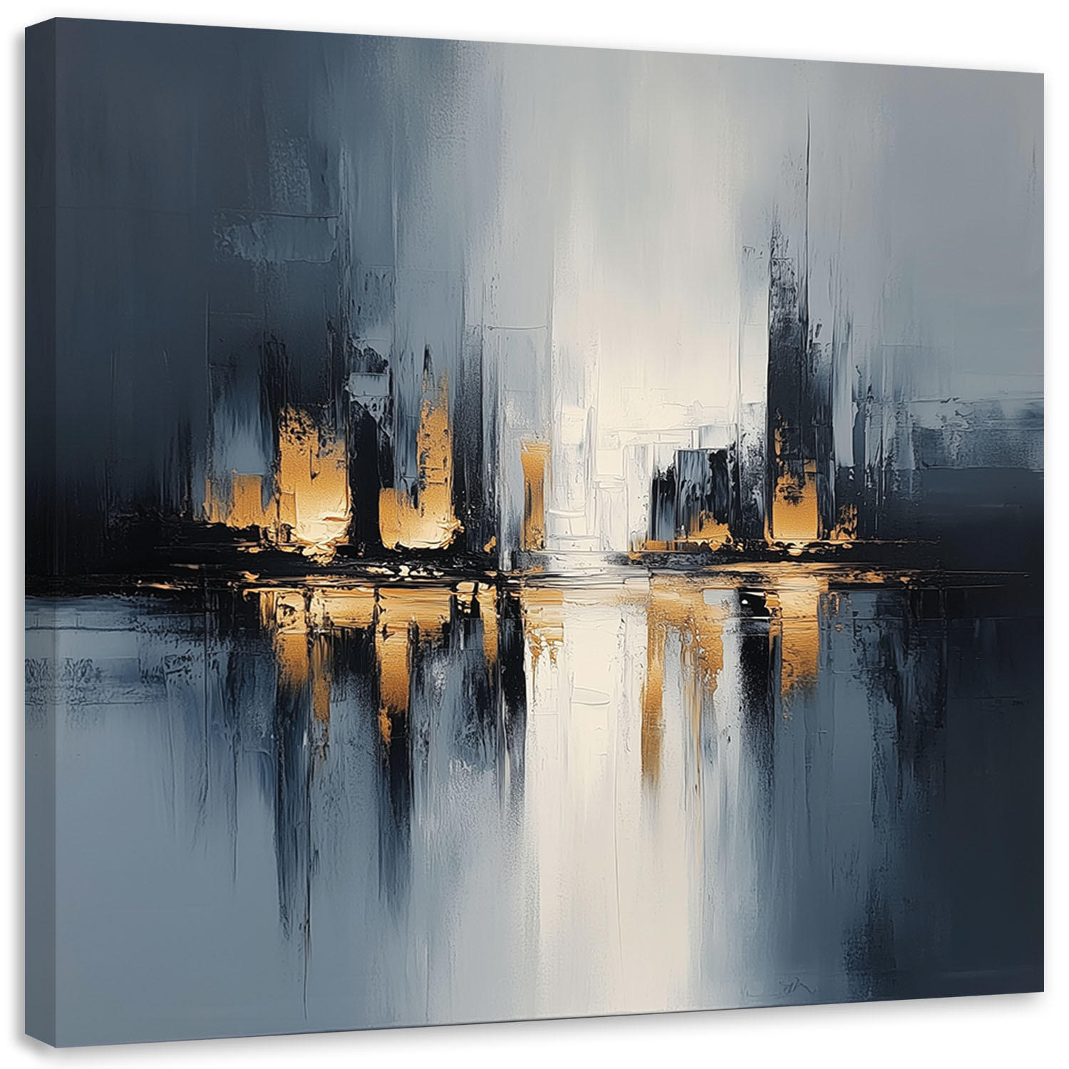 LEINWANDBILD Abstrakte grau-orange 50x50cm - Grau, Textil (50/50cm) - Feeby