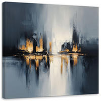 LEINWANDBILD Abstrakte grau-orange 50x50cm - Grau, Textil (50/50cm) - Feeby