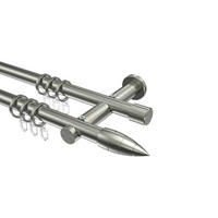 GARDINENSTANGEN-SET Platon Samanto 480 cm (geteilt in 3 x 160 cm), 2-läufig, 20 mm Ø Edelstahl-Optik - Edelstahlfarben, Metall (480cm) - INTERDECO