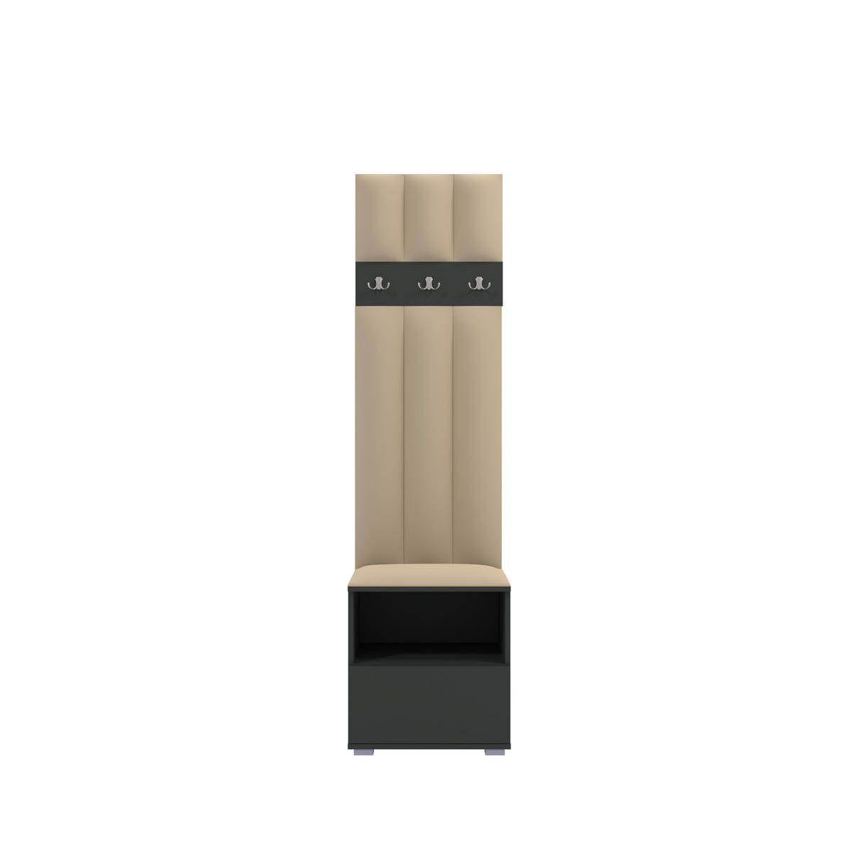 GEPOLSTERT Garderoben-Set Nela IV LUX (Farbe Graphit + Stoff Trinity 04) - Beige/Silberfarben, Holz/Holzwerkstoff (50/187/40cm) - Ravio