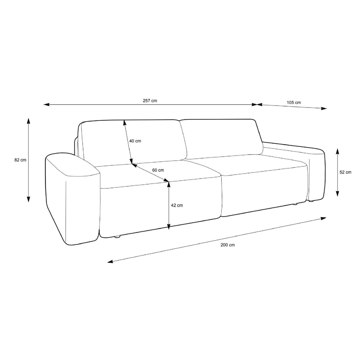 SOFA Bamby Morgentau - Hellgrau, Textil (257/82/105cm) - Pillovely