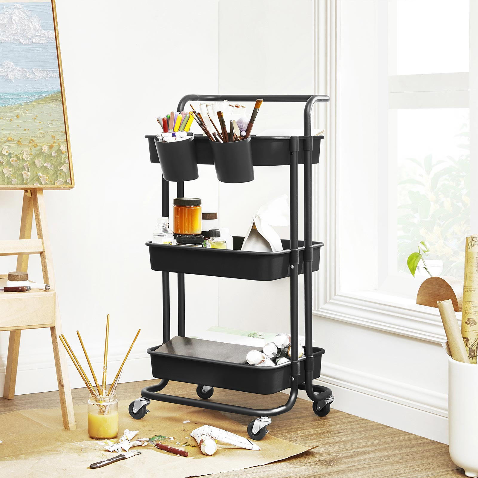 ROLLWAGEN - Schwarz, Kunststoff (33.5/87/41.6cm) - Hansiro