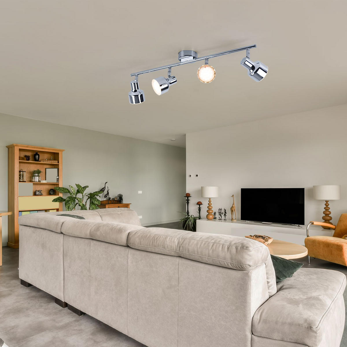 LED DECKENLEUCHTE ROIS Chrom Silber - Silberfarben, Metall (60/8/12cm) - Globo Lighting