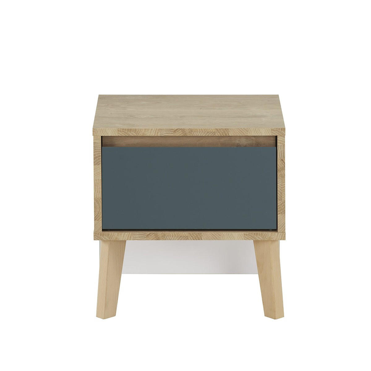 NACHTTISCH 1 Schublade Larvik - Französische Herstellung - 42/36/41 cm - Blau, Holzwerkstoff (36/41/36cm) - Calicosy