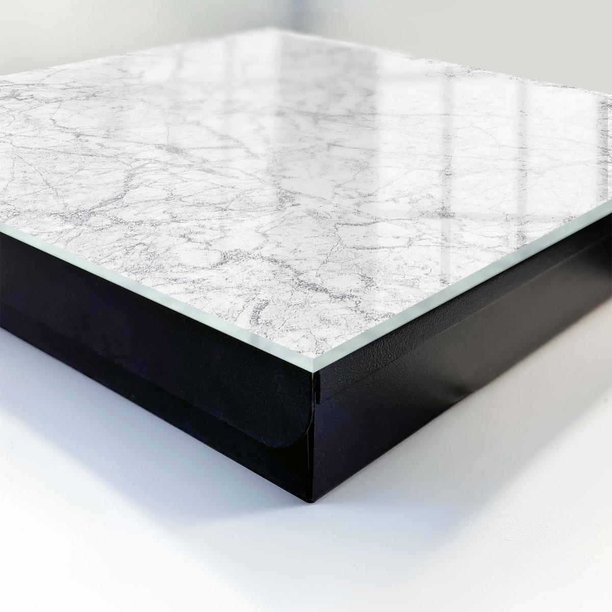 SCHLÜSSELBOX Schwarz 30x30 cm- Türöffnung nach rechts - Marmor-Eleganz - Weiß, Metall (30/30/5cm) - TULUP