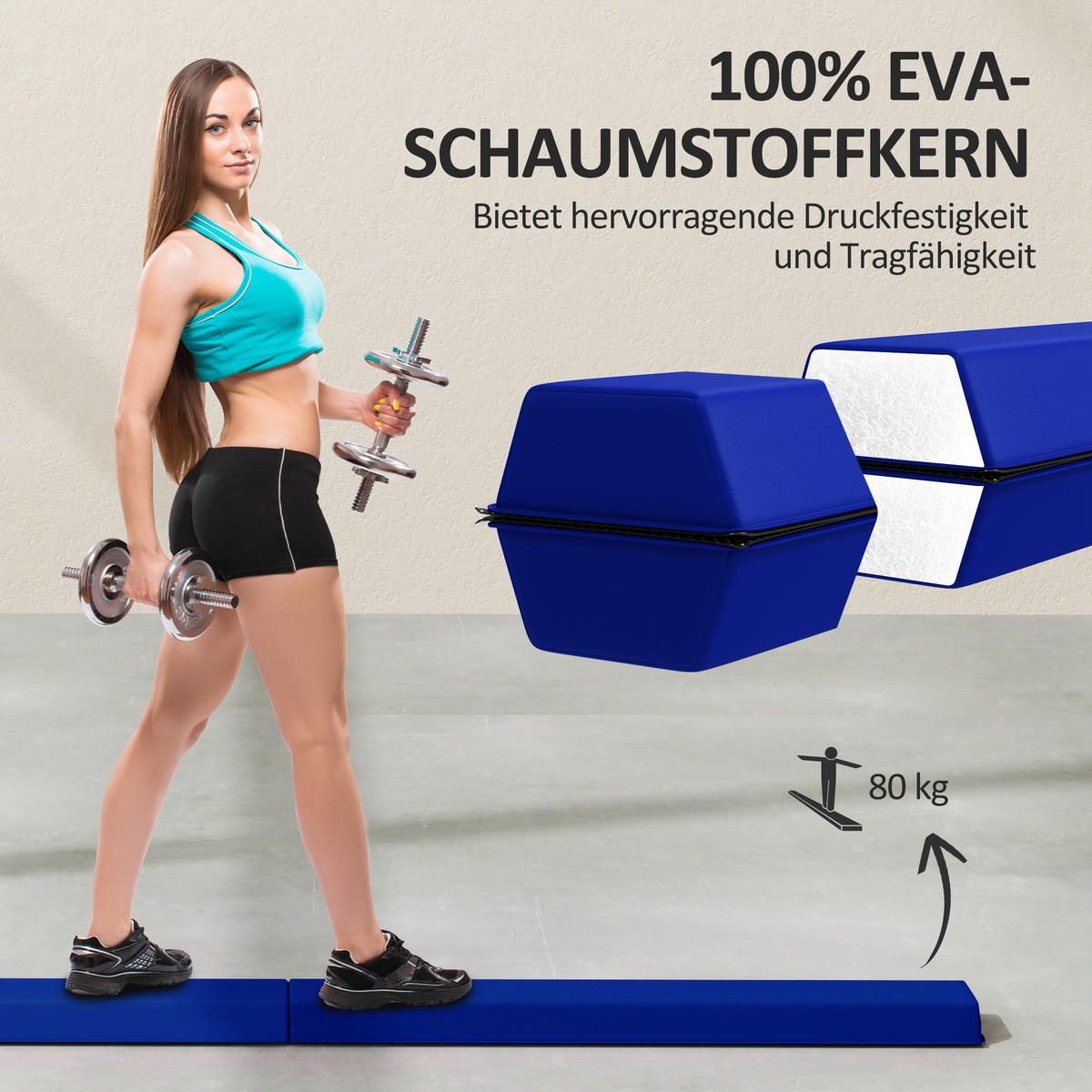 SCHWEBEBALKEN Karina Blau faltbar 2.4 m - Blau, Kunststoff (236/15/6.5cm) - Jamb