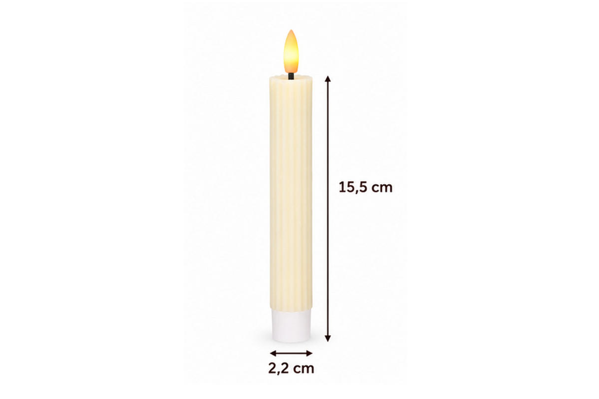 LED-KERZENSET Ø2,2x15,5 cm, Creme - Creme, Naturmaterialien (2.2/2.2/15.5cm) - dasmöbelwerk