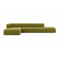 ECKSOFA Mit Hocker GRAND L, Stoff Salvador, Olive, Links - Olivgrün, Holz (386/179cm) - Kaiser Möbel