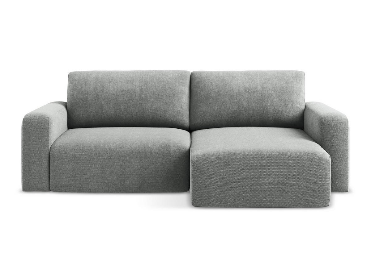 ECKSOFA mit Schlaffunktion rechts Chenille Stoff Grau - Blau/Schwarz, Kunststoff/Textil (244/149cm) - Makamii