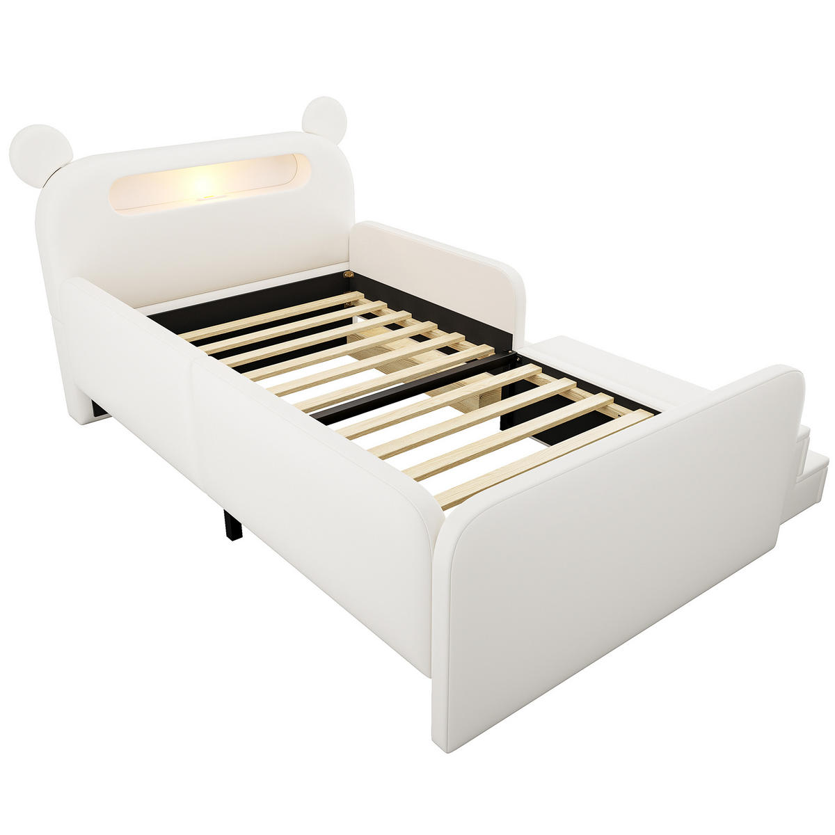 KINDERBETT 90/200 cm DE-32672 mit Bären-Kopfteil Weiß - Weiß, Holzwerkstoff (90/200cm) - ComfortXL