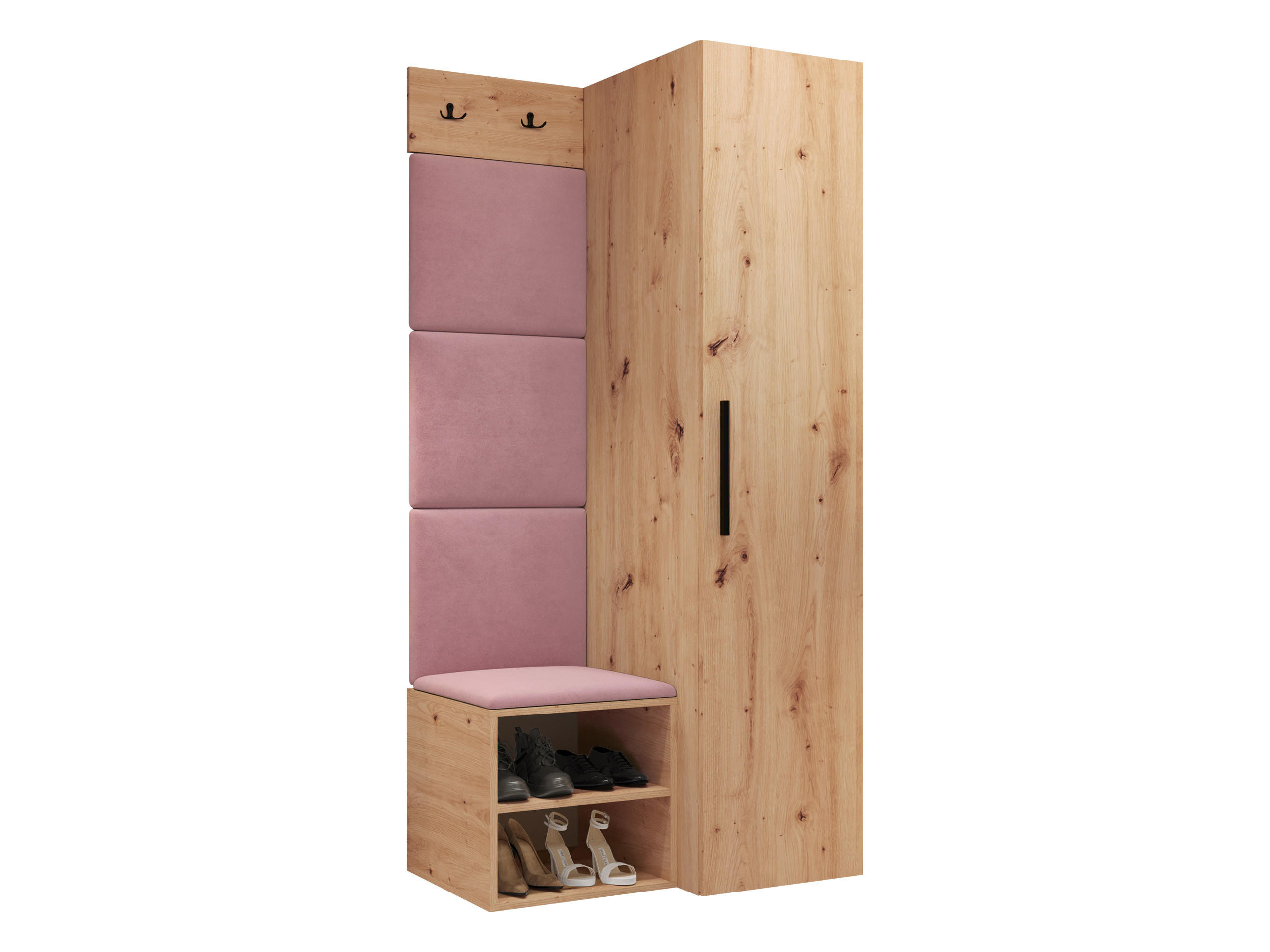 GARDEROBEN-SET Medi III - Hellrosa/Schwarz, Holzwerkstoff/Kunststoff (40/191/50cm) - MIRJAN24
