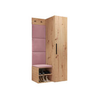 GARDEROBEN-SET Medi III - Hellrosa/Schwarz, Holzwerkstoff/Kunststoff (40/191/50cm) - MIRJAN24