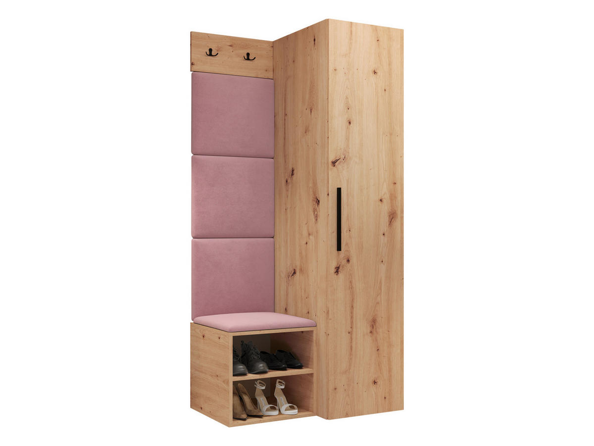 GARDEROBEN-SET Medi III - Hellrosa/Schwarz, Holzwerkstoff/Kunststoff (40/191/50cm) - MIRJAN24