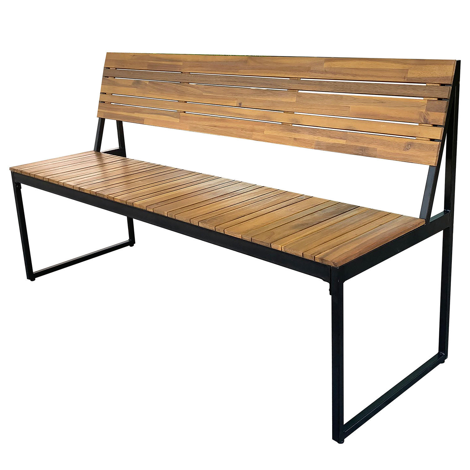 GARTENBANK AUS AKAZIENHOLZ - Schwarz / Braun - Akazie / Stahl - 150 x 83 x 50 cm - Schwarz/Braun, Holz/Metall (150/83/50cm) - home24