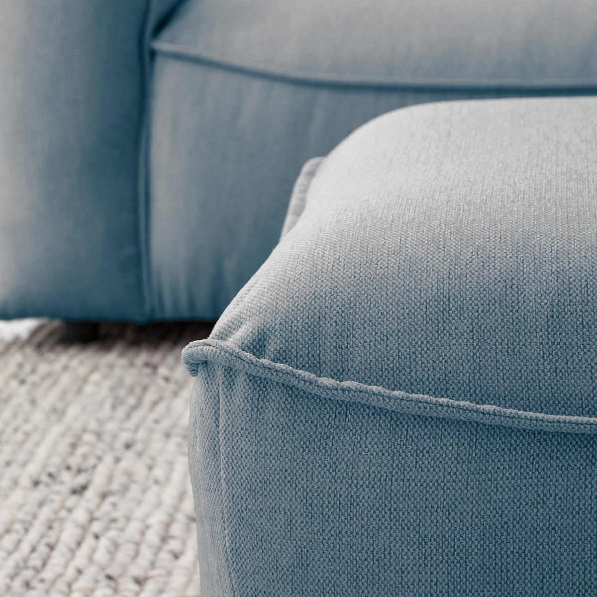 POLSTERHOCKER - Blau/Schwarz, Kunststoff/Textil (99/40/82cm) - home24