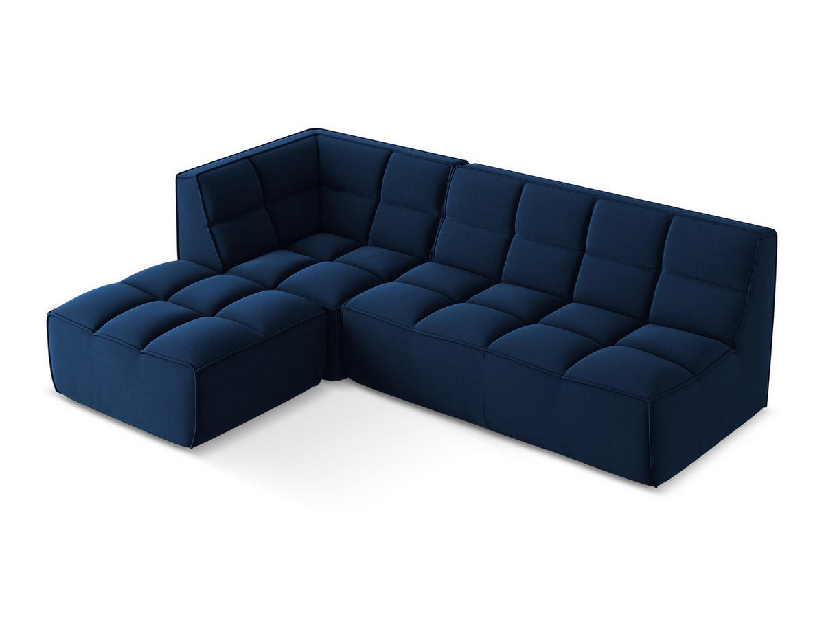 ECKSOFA Beidseitig Samt Stoff Blau - Blau/Schwarz, Kunststoff/Textil (258/178cm) - Makamii
