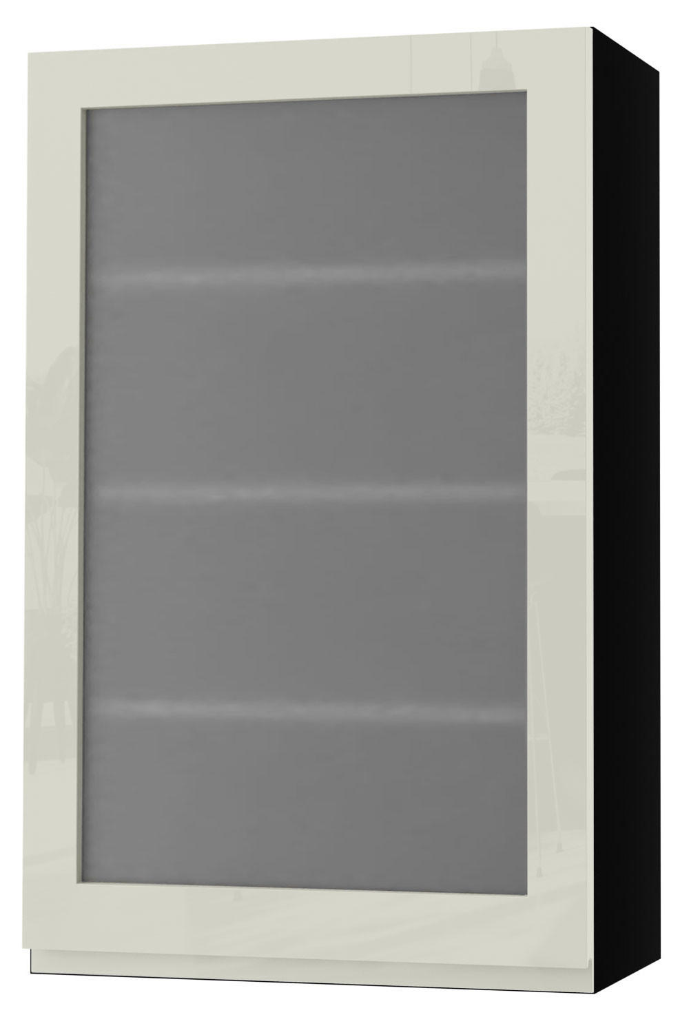 HÄNGESCHRANK Florence W4S/60 Schwarz / RAL 1013 perlweiß HG 60 / 32,5 / 96cm - Türanschlag rechts - Weiß Hochglanz/Schwarz, Holz/Holzwerkstoff (60/96/32.5cm) - Feldmann-Wohnen