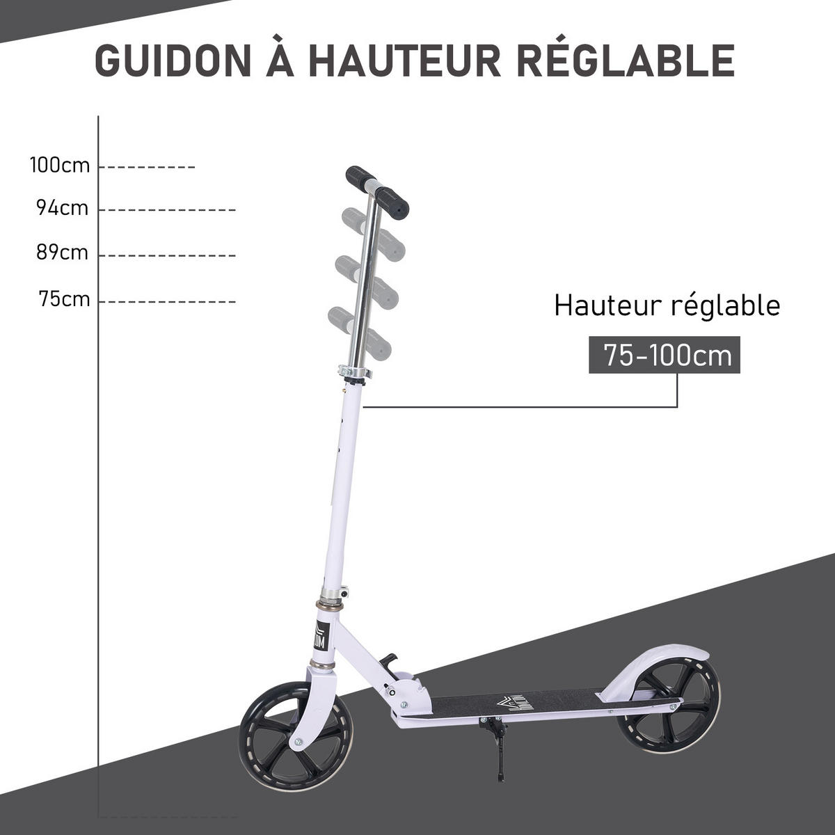 KINDERSCOOTER DE-16919 Pliable 4-fach höhenverstellbar Weiß - Weiß, Metall (88/37/100cm) - ComfortXL
