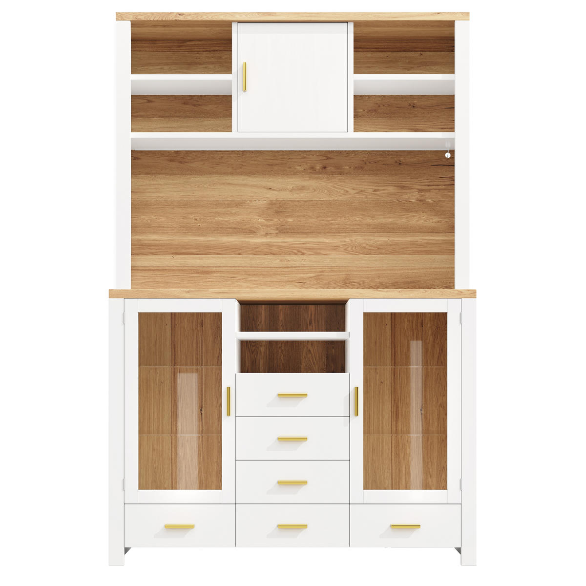 BUFFETSCHRANK 120/40/188 cm Weiß aus MDF mit LED-Lichtleiste - Weiß, Holzwerkstoff (120/188/40cm) - OKWISH