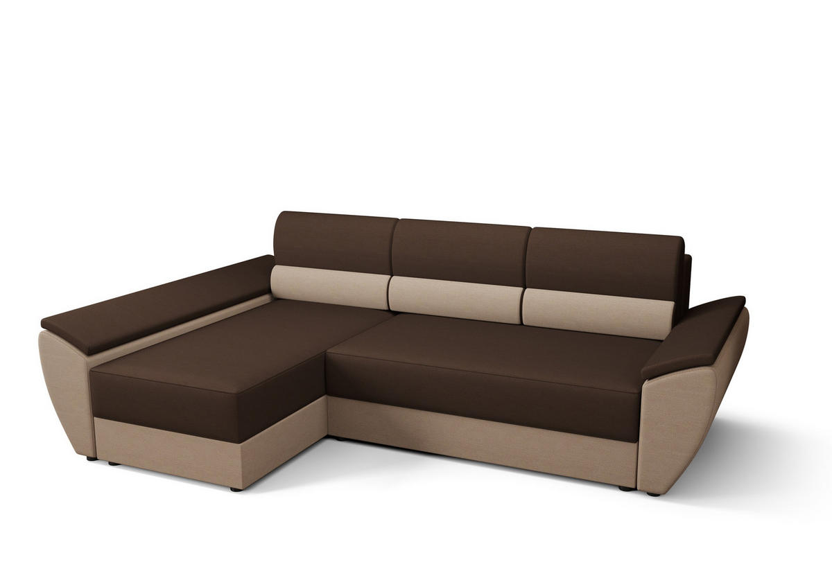 ECKSOFA L REBI L3 Rainbow 20/05 Links mit Schlaffunktion, Braun/Beige - Beige/Braun, Textil (251/140cm)
