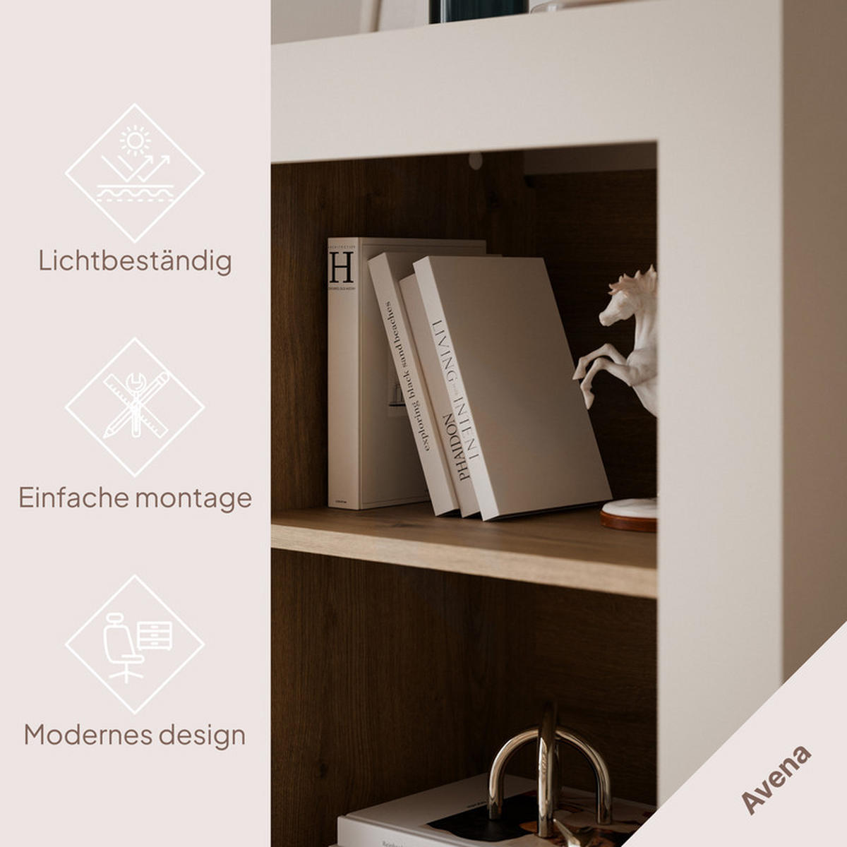 HIGHBOARD AVENA 97/40/136 cm, Kaschmir / Eiche - Kaschmir, Holzwerkstoff/Kunststoff (97/136/40cm) - Idohome