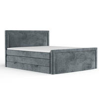 BOXSPRINGBETT Lavenda Blau Grau 200/200 cm - Blaugrau/Schwarz, Holz/Holzwerkstoff (200/200cm) - Maison de Reve