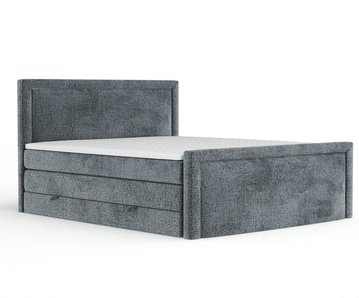 BOXSPRINGBETT Lavenda Blau Grau 200/200 cm - Blaugrau/Schwarz, Holz/Holzwerkstoff (200/200cm) - Maison de Reve
