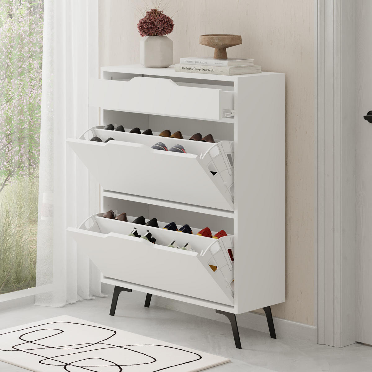SCHUHSCHRANK Asta Weiß 82/110/29.5 cm - Weiß, Holzwerkstoff (81.6/110/29.5cm) - Decortie