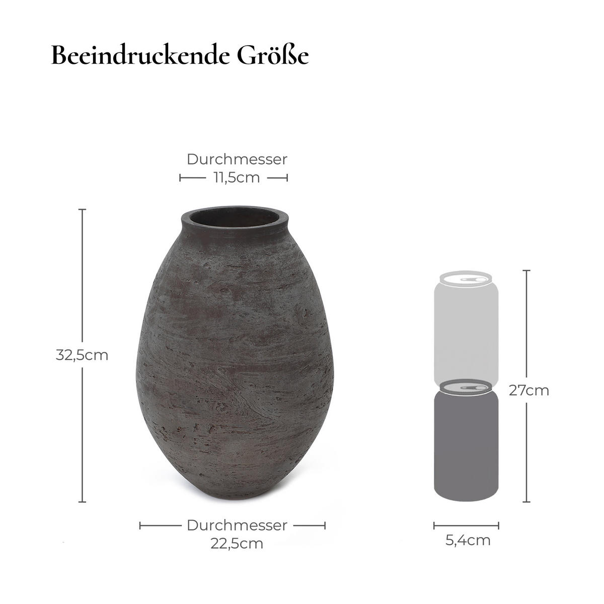 VASE Koro, 32,5 cm Hoch - Dunkelbraun, Keramik (32.5cm) - Hometopia