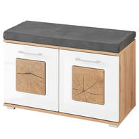 GARDEROBENBANK - Weiß Hochglanz/Silberfarben, Holzwerkstoff/Kunststoff (84/53/38cm) - home24