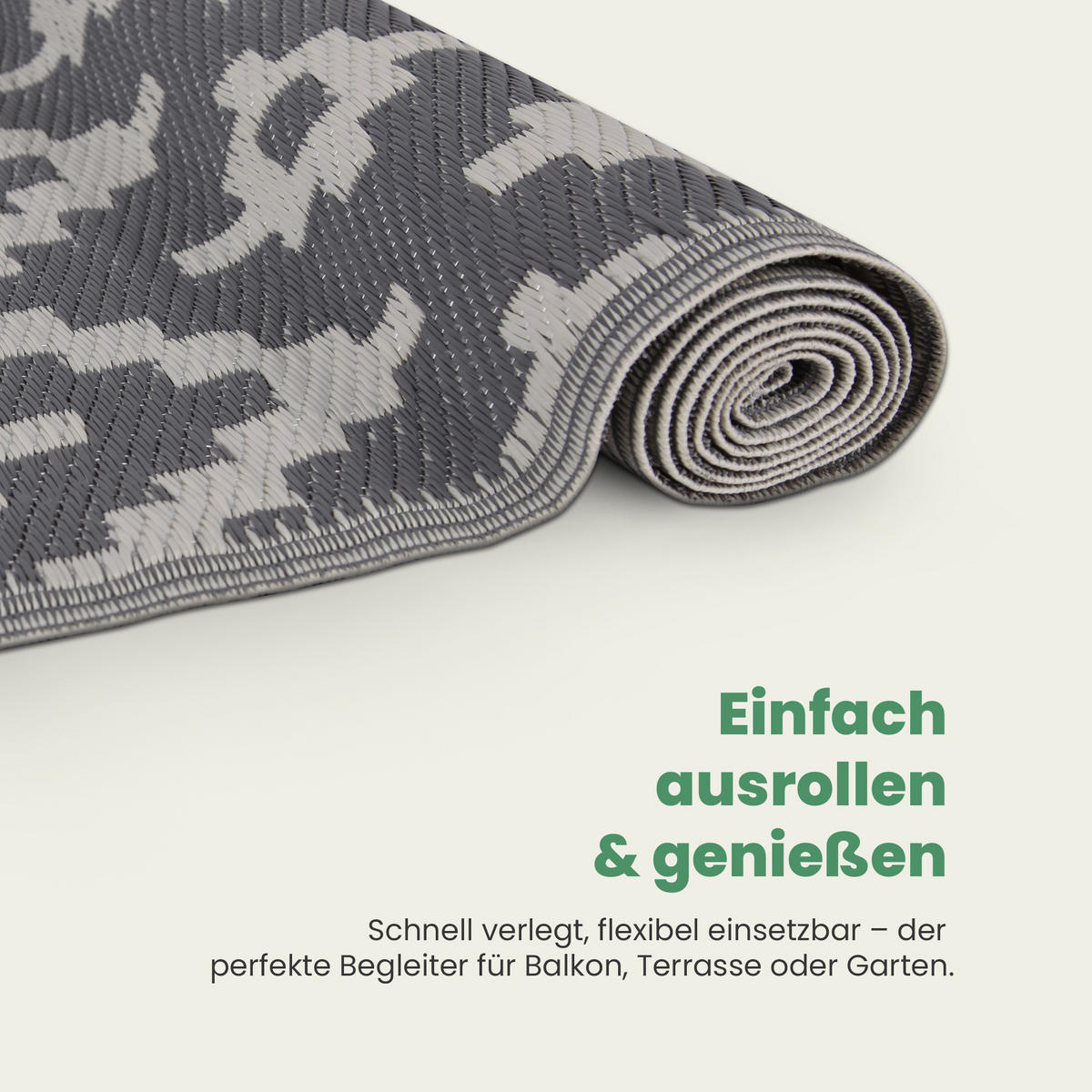 OUTDOORTEPPICH Teppich Wetterfest und UV-Beständig ( 160x230cm / Ethno ) für Garten, Balkon, Terrasse - Hellgrau/Grau, Kunststoff (160/230cm) - Bestlivings