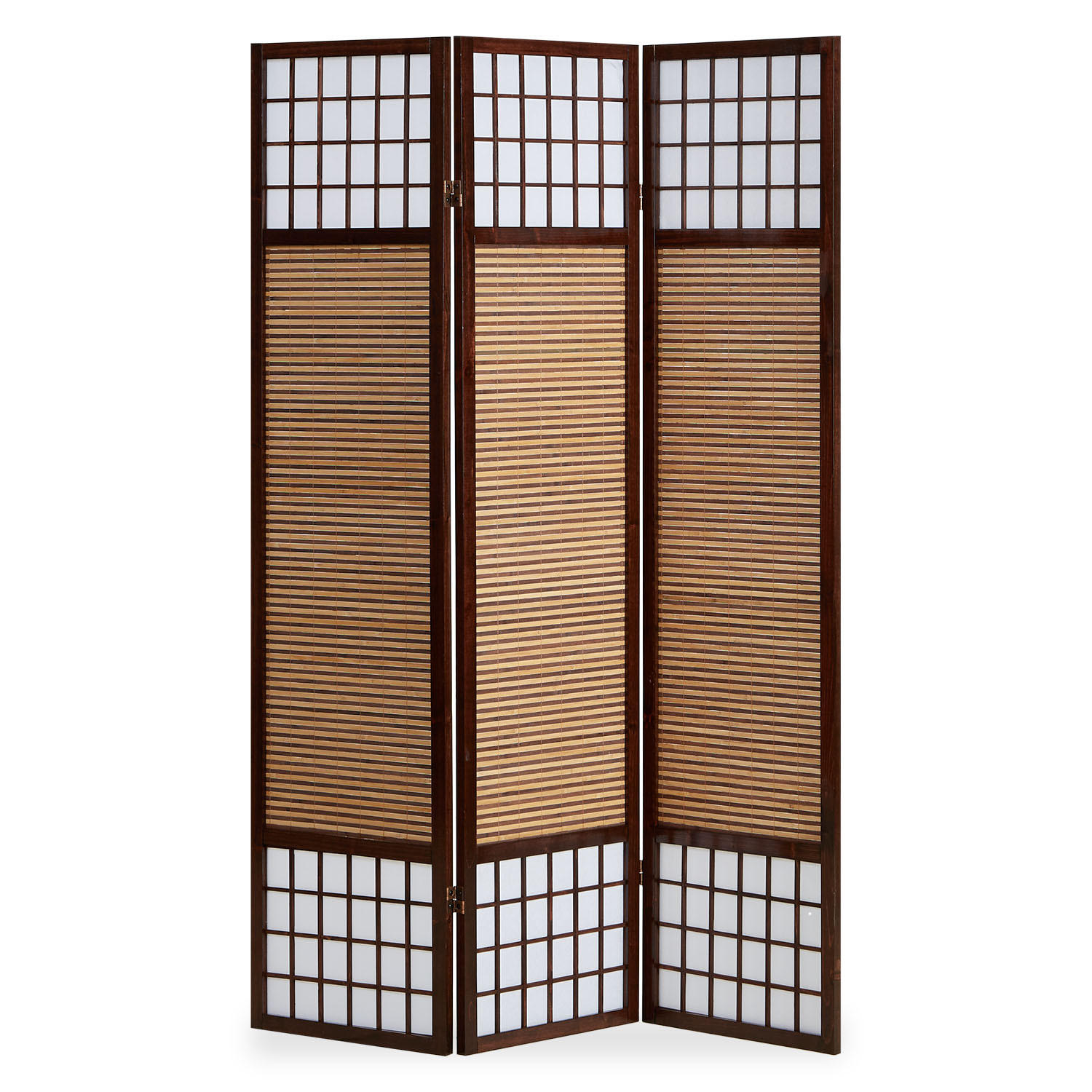 PARAVENT 3-tlg. 132/175 cm Braun Bambusstreben - Braun, Holz (132/175/2cm) - Homestyle4u