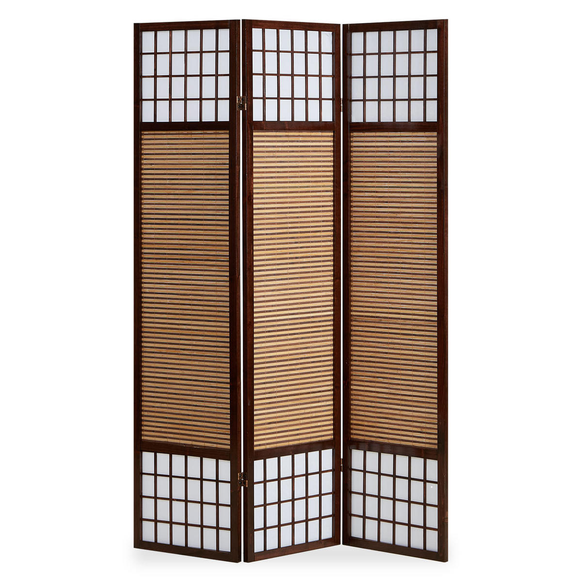 PARAVENT 3-tlg. 132/175 cm Braun Bambusstreben - Braun, Holz (132/175/2cm) - Homestyle4u