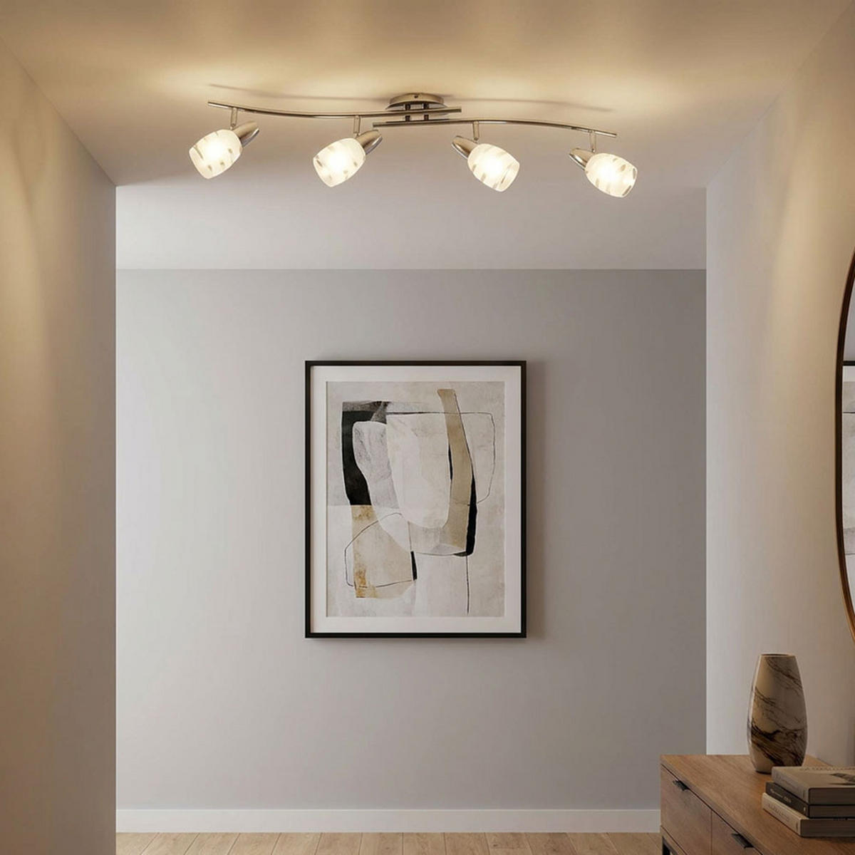 DECKENLEUCHTE Metall Silber - Silberfarben, Glas (81/9/19cm) - Globo Lighting