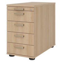 STANDCONTAINER - mit 4 Schubladen 80/42,8/72 cm in Eichefarben Streifengriff (Kunststoff) - Eichefarben, Holzwerkstoff (42.8/72/80cm) - bümö