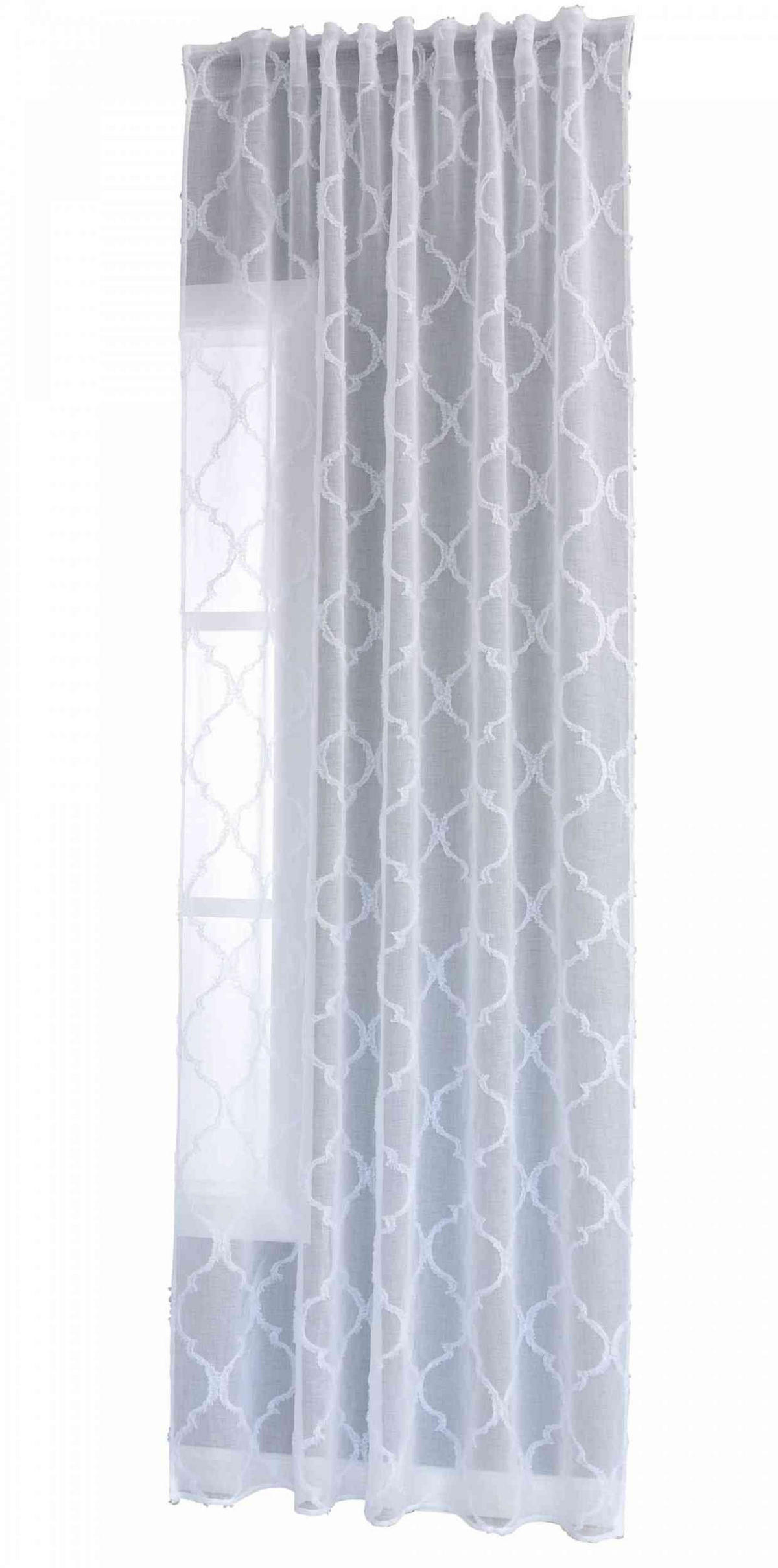 GARDINE VALENCIA HxB 245x145 cm Natur Lacework - Weiß, Textil (145/245cm)
