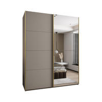 SCHWEBETÜRENSCHRANK 245,5/200/64 2-türig - Kaschmir/Goldfarben, Holz/Metall (200/245/64cm) - Abiks Möbel