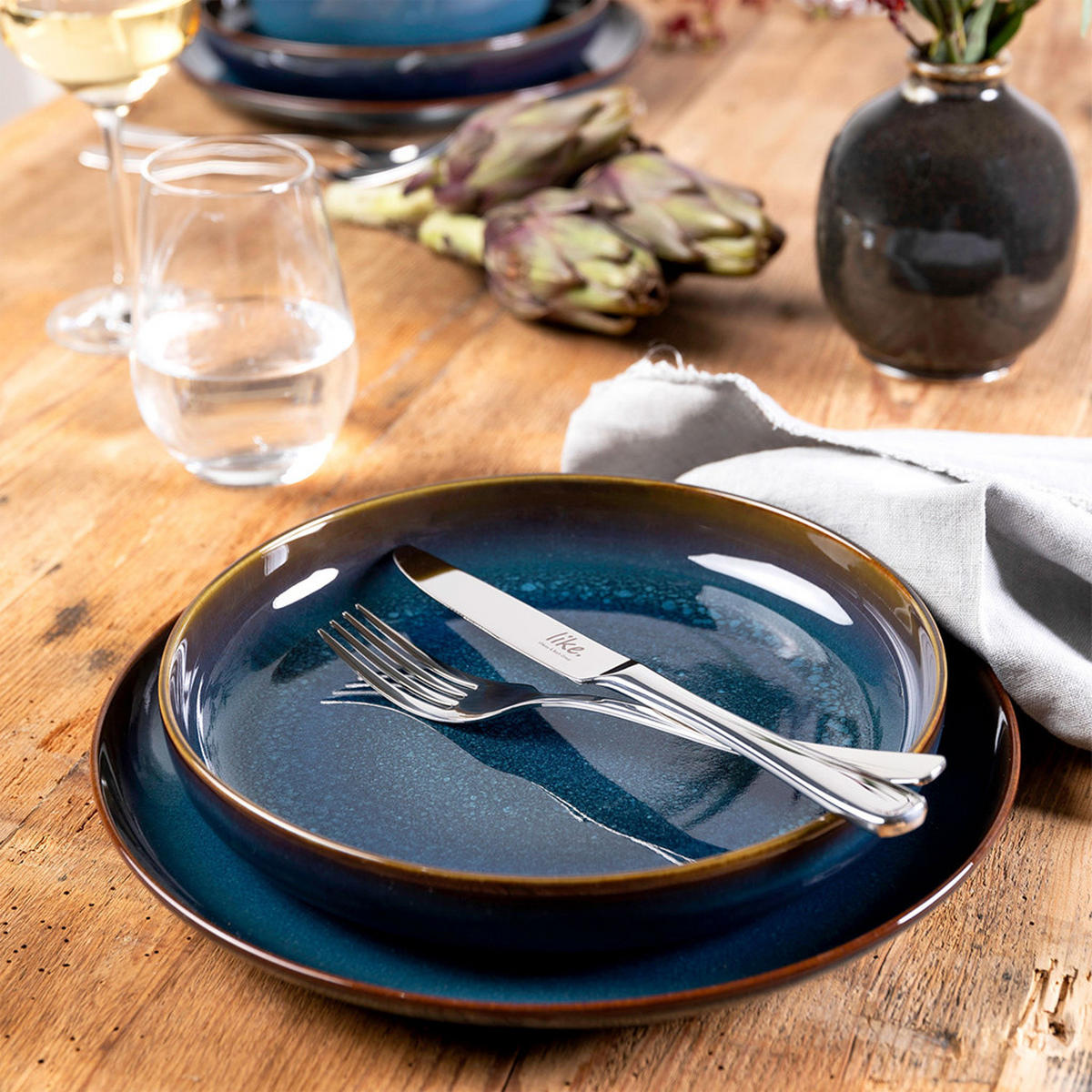 TAFELSERVICE Crafted Denim 12er Set - Dunkelblau, Keramik (1/1/1cm) - like.Villeroy & Boch