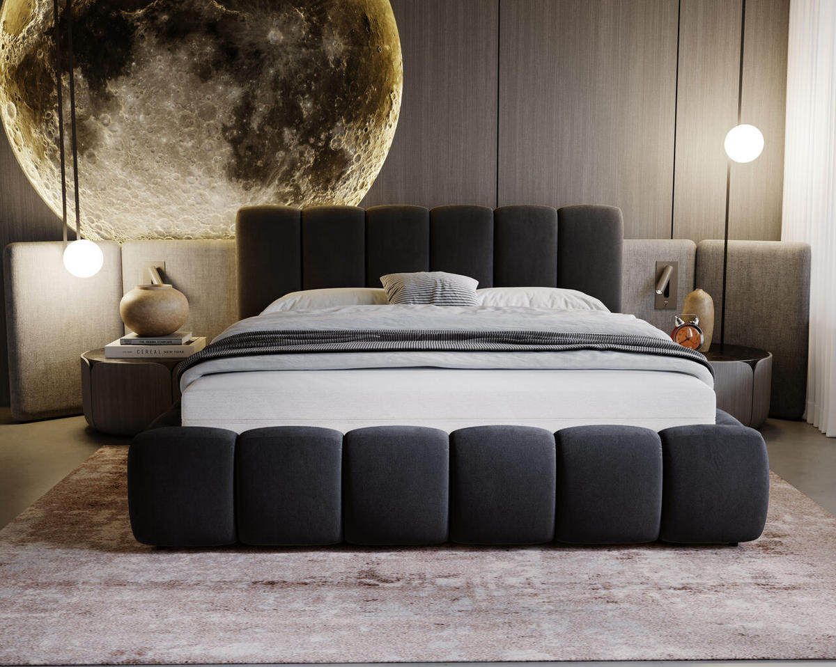 POLSTERBETT Cloud 140x200 Anthracite - Anthrazit, Textil (140/200cm) - Graingold