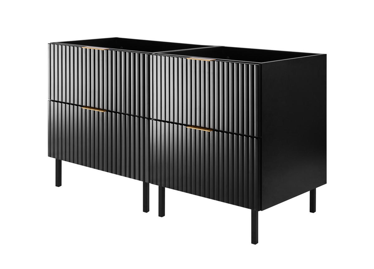 WASCHBECKUNTERSCHRANK FLOW Schwarz matt 120/57/46 cm - Schwarz, Holzwerkstoff (120/57/46cm) - Rodan