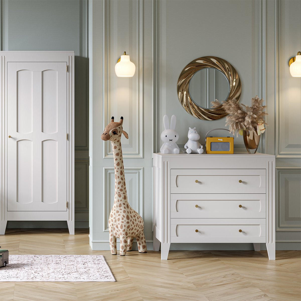 KOMMODE mit 3 Schubladen und Zierleisten L100 x H92cm - Milenne - Weiß, Holzwerkstoff (55/91.8/100.2cm) - Calicosy