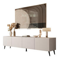 TV-LOWBOARD COLGANTE 200 cm Kaschmir auf Schwarz Beinen - Kaschmir/Schwarz, Holzwerkstoff/Metall (200/49/40cm) - Lookway