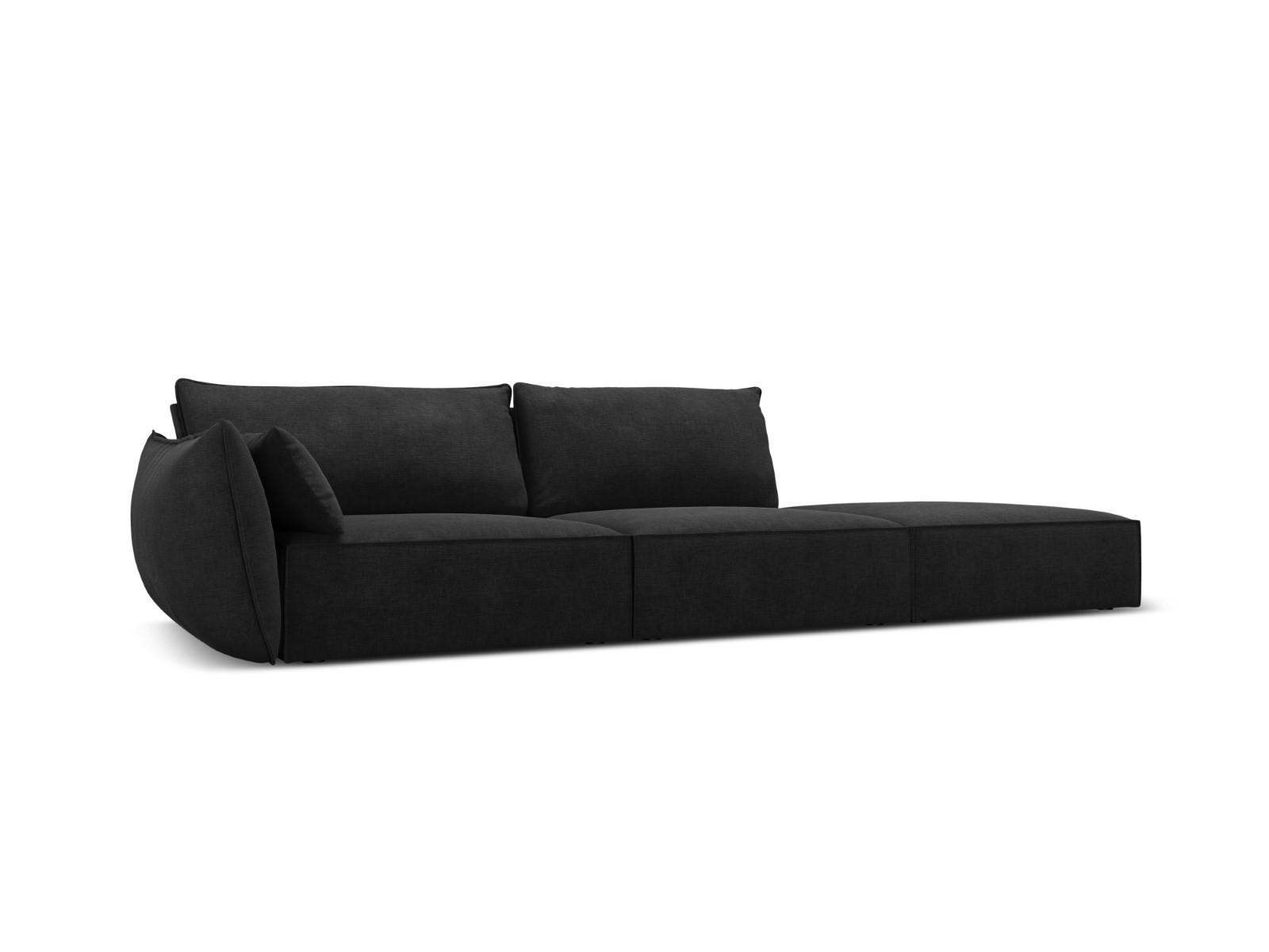 RECHTES-SOFA Kaelle aus Chenille-Stoff schwarz 4 Sitzplätze - Schwarz, Textil (110/85/264cm) - Micadoni
