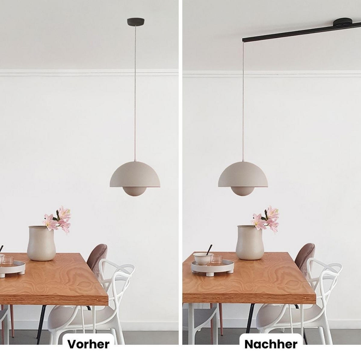 AUFHÄNGESYSTEM für eine Hängelampe - Single - 90cm - Mattschwarz - Verstellbare Lampenaufhängung - Pendelleuchte Schieben und Drehen - Schwarz, Metall (90/3/2cm) - Lightswing®