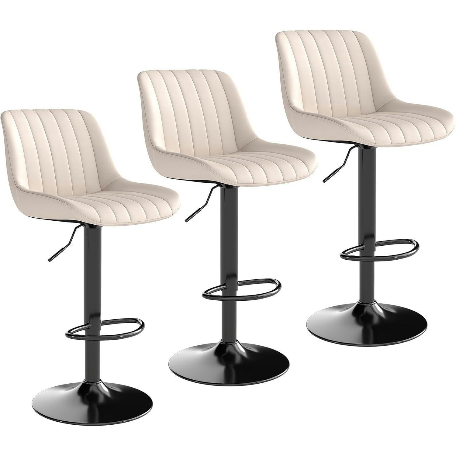 BARHOCKER 3er Set Beige mit Lehne und Höhenverstellung - Beige, Kunststoff (46/109/37cm)