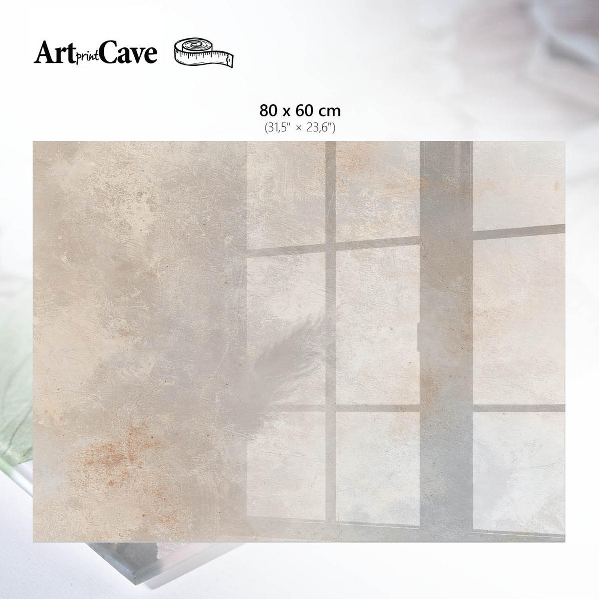 GLASPLATTE 80x60 cm – Feine Textur - Beige, Glas (0.4/80/60cm) - ArtPrintCave