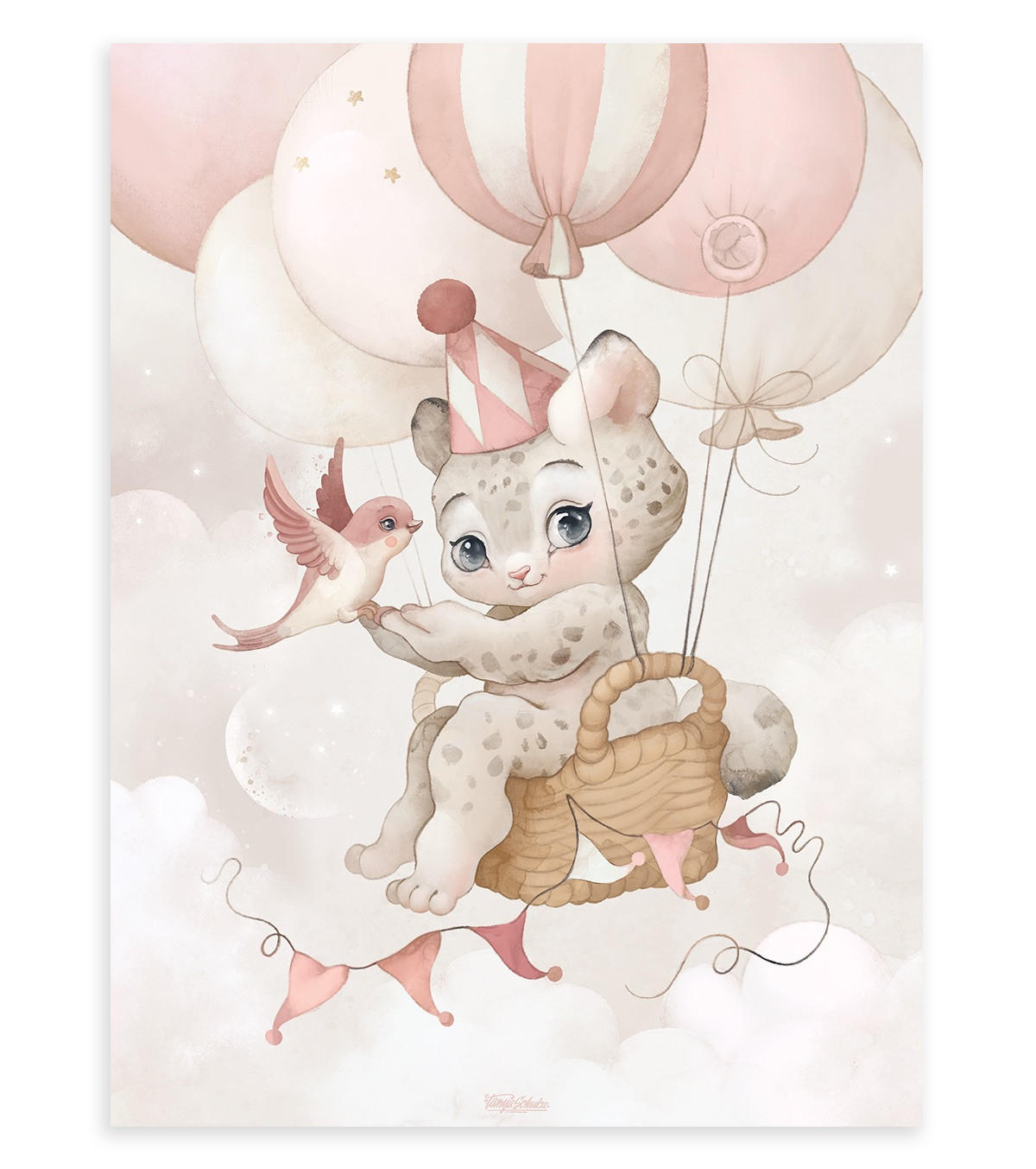 POSTER Geparden-Reise, 30x40 cm - Pink, Papier (30/1/40cm) - Lilipinso