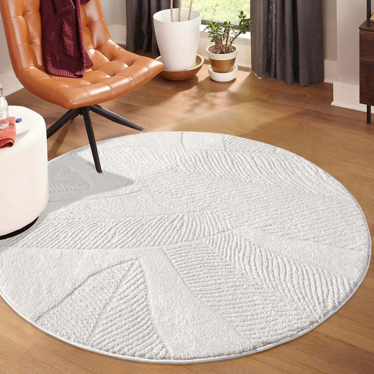 KURZFLOR-TEPPICH Lounge 0629 Creme 120 cm Rund - Creme, Textil (120/120cm) - carpet city