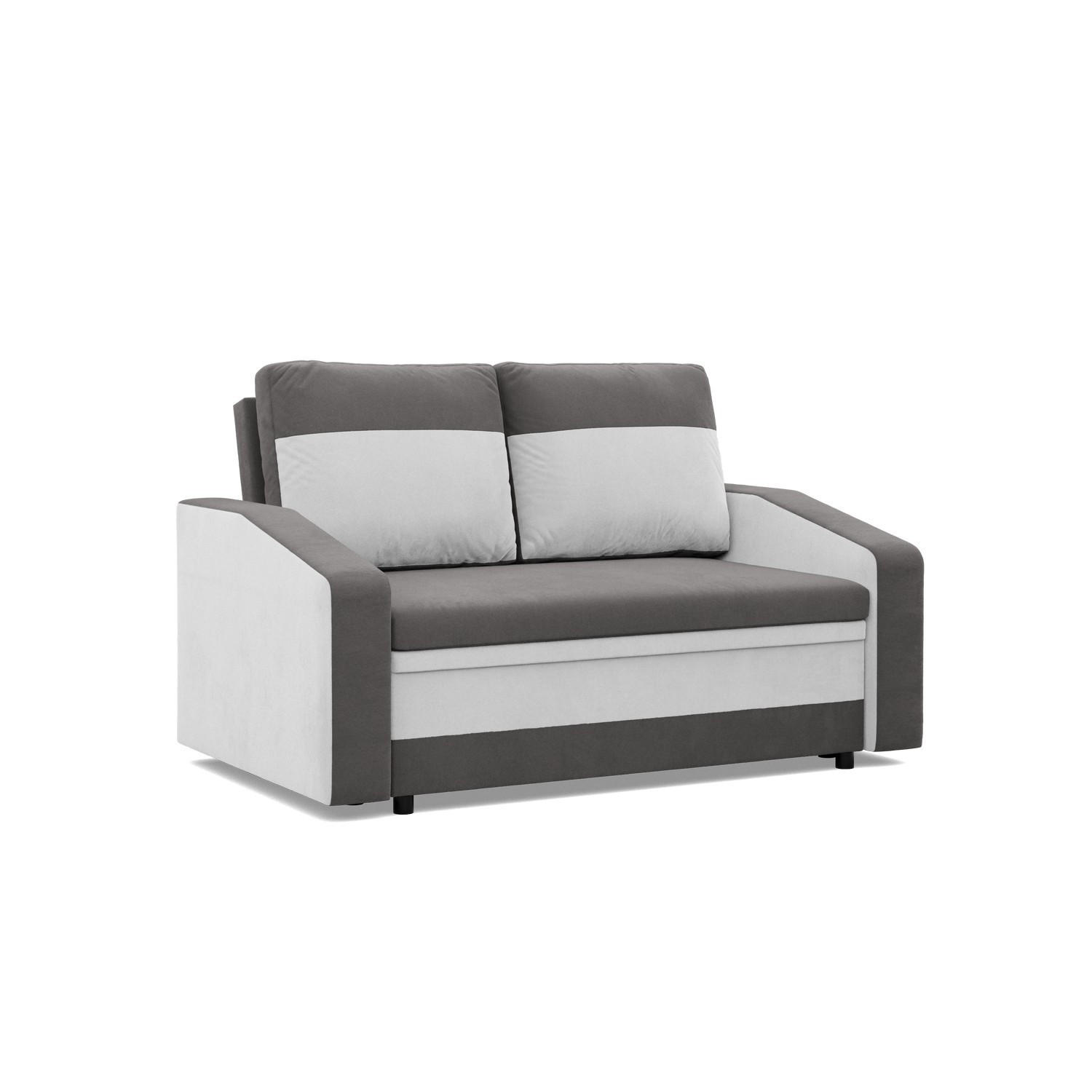SOFA 2-SITZER MIT SCHLAFFUNKTION ORION, Grau + Weiß - Weiß/Grau, Textil (148/90/87cm)